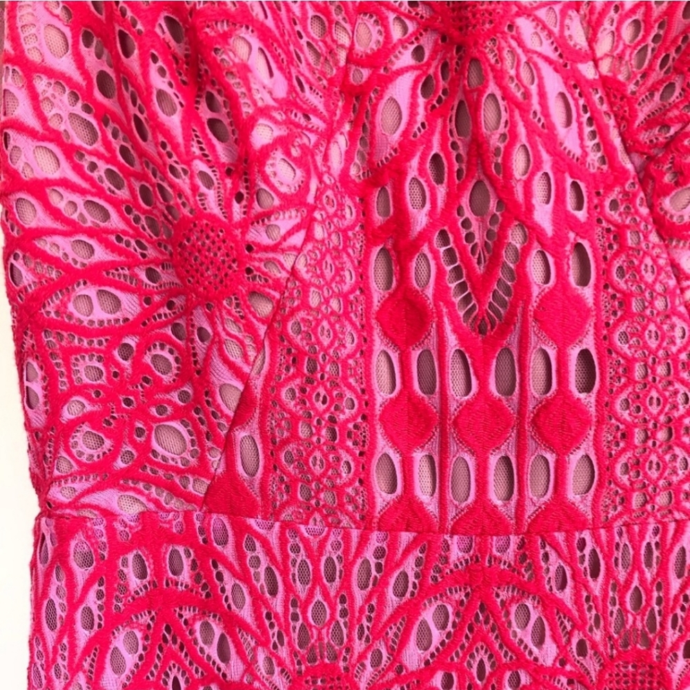 BCBG Maxazria Elinor Sleeveless Lace Gown Pink Rasberry Size 6 NWOT - Picture 4 of 16
